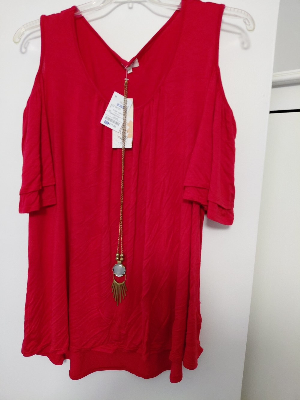 Women’s Cold-Shoulder V-Neck Top - Red